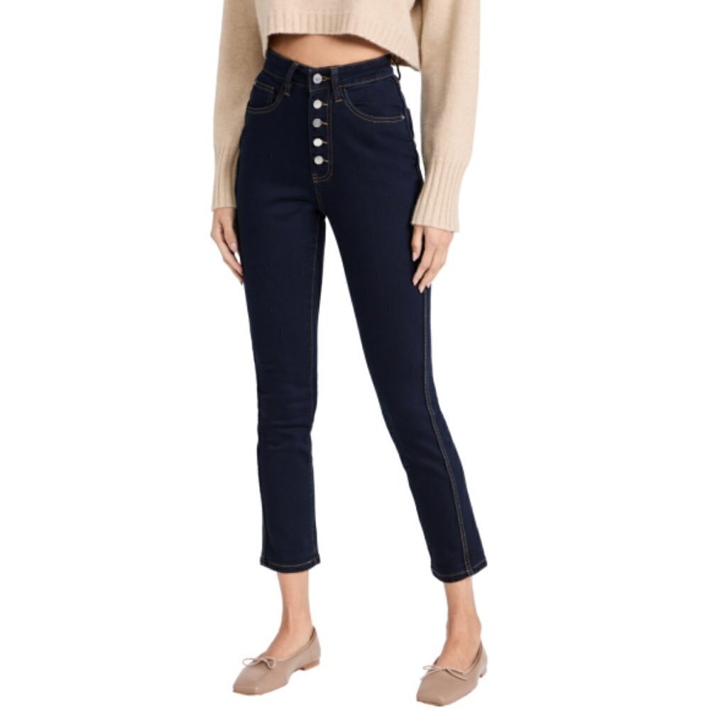 WE WORE WHAT 'The Danielle' Stretch-Denim Jeans, Dani Blue/Black